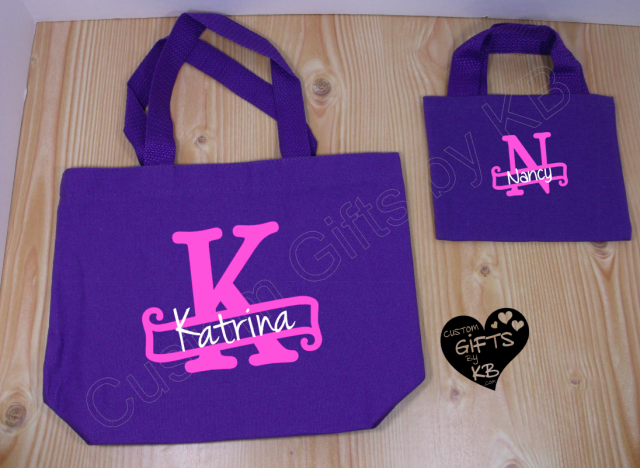 Personalized Monogram name on tote bag - Image 2