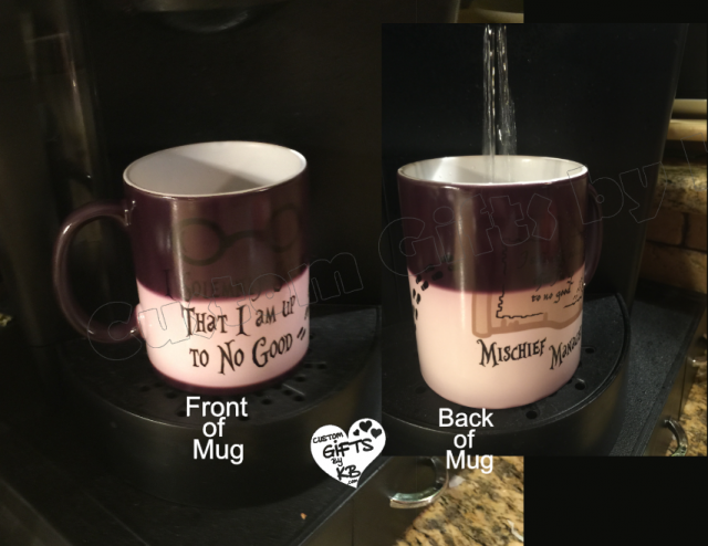 Color changing mug with Solemnly swear I am up to no good designed on it