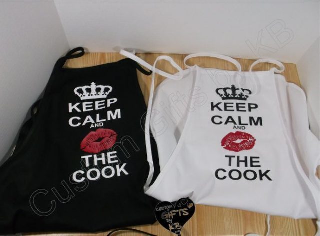 Keep calm and kiss the cook apron