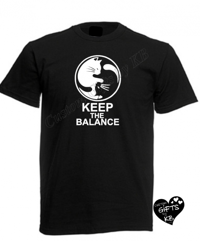 Keep the Balance Yin Yang cats tshirt - Image 2