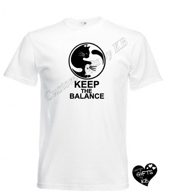 Keep the Balance Yin Yang cats tshirt - Image 6