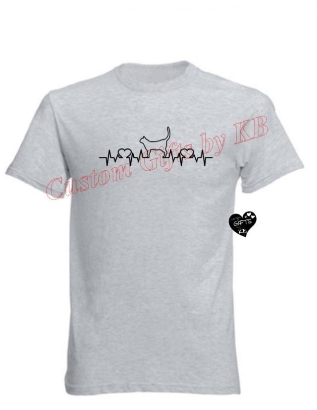 Cat heartbeat lover t shirt - Image 2