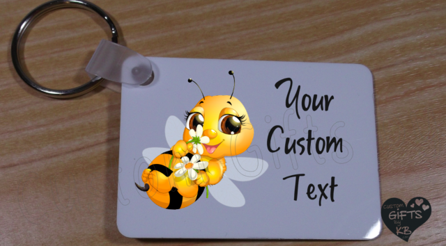 Custom Bee Key Chain with your custom text