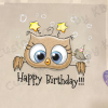 Happy Birthday tote sack with Cute Own and lil Bird - Image 3