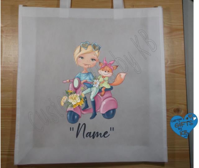 Pink Mopad Girl with Fox custom tote bag