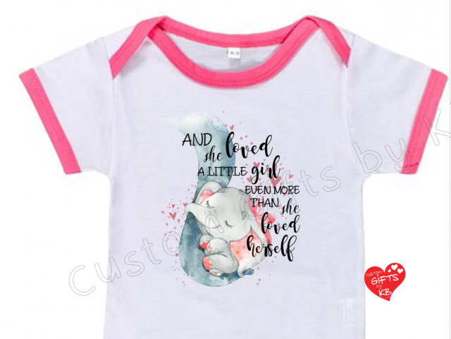 She loved a little Girl more than herself custom elephant baby onesie