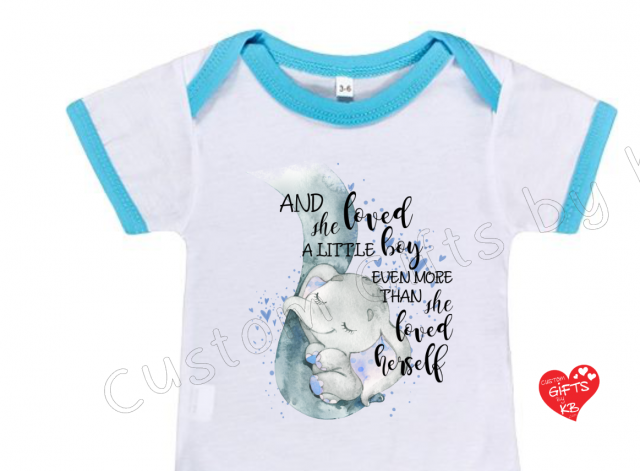 She loved a little Boy more than herself custom elephant baby onesie