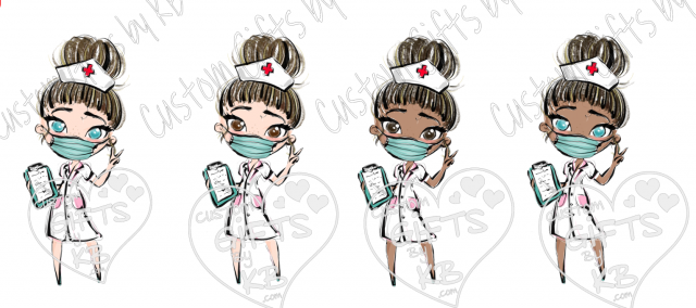 Bun Brown Haired Medic Working and Staying Safe Digital Download