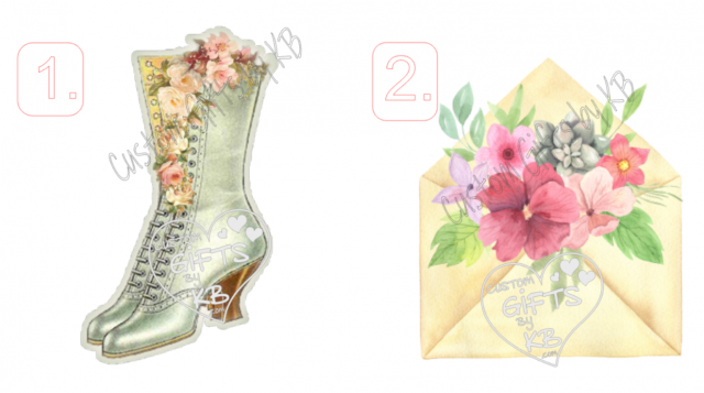 Wedding Boot with Flowers Water Slide- Envelope with flowers Water Slides