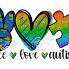 Peace Love Autism Water Slide or Sticker - Image 2