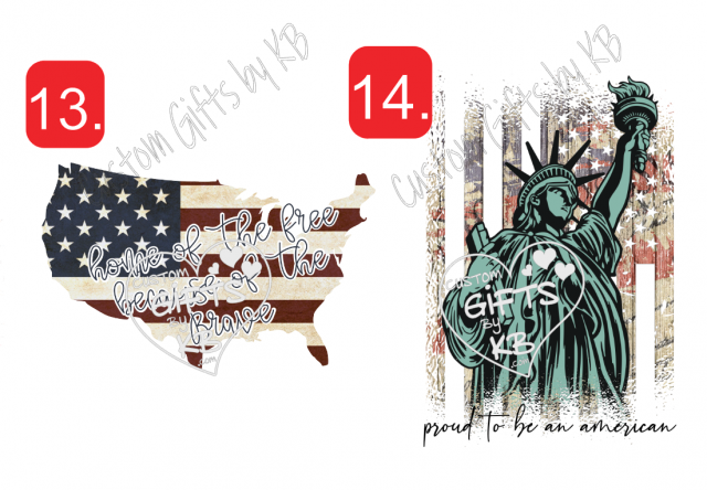 Patriotic USA Transfers WaterSlide or Sticker