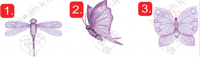 Water Color Violet Butterflies - WaterColored Violet Dragon Fly WaterSlide