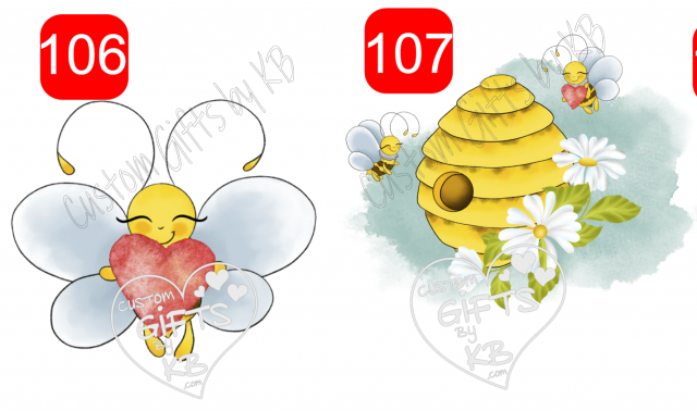 Cute Honey Bee holding Heart WaterSlide ~ Bee with Hive Water Slide or Sticker