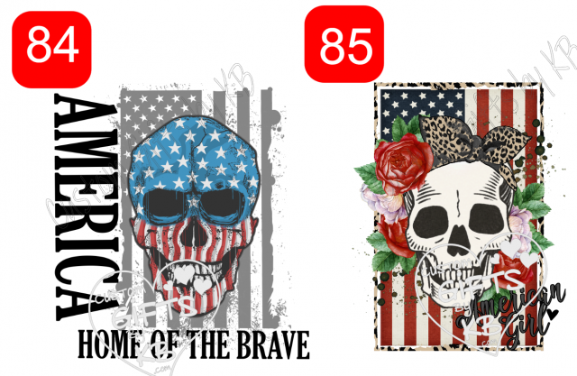 Skull head America Home of the Brave with Flag WaterSlide ~ Flag with Skull Water Slide