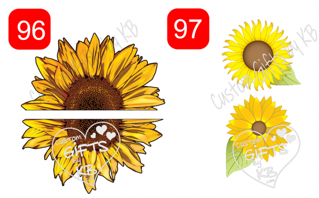 Split Sunflower Water Slide or Sticker ~ Sunflower decal