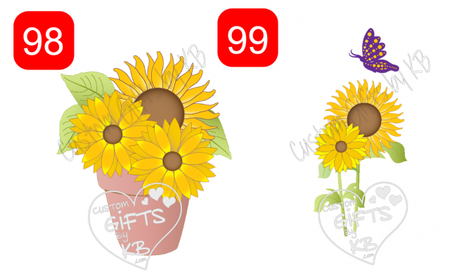 Cute Potted Sunflower WaterSlide ~ Sunflowers with Butterfly water slide or Sticker