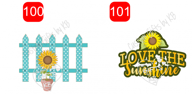 Cute Fence with Potted Sunflower Design ~ Love the Sunshine Sunflower water slide or Sticker