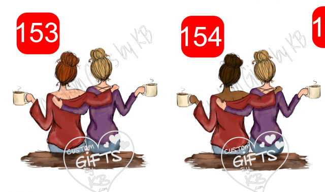 Custom Best Friends drinking Coffee or Tea Water Slide or Sticker