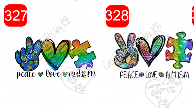 Peace Love Autism Sticker or Water Slide~ Peace Love Autism Puzzle piece WaterSlide or Sticker