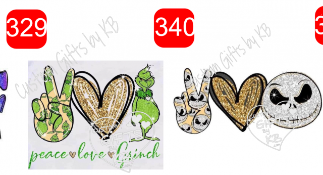 Peace Love Grinch Sticker or Water Slide ~ Peace Love Skull Water slide or Sticker