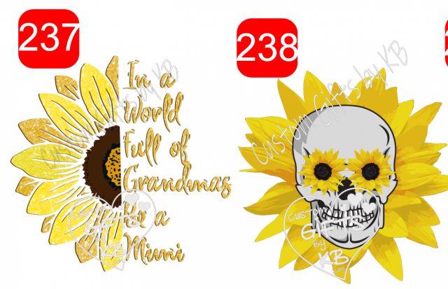 Sunflower Skull Water slide or Split Sunflower with quote Sticker/waterslide