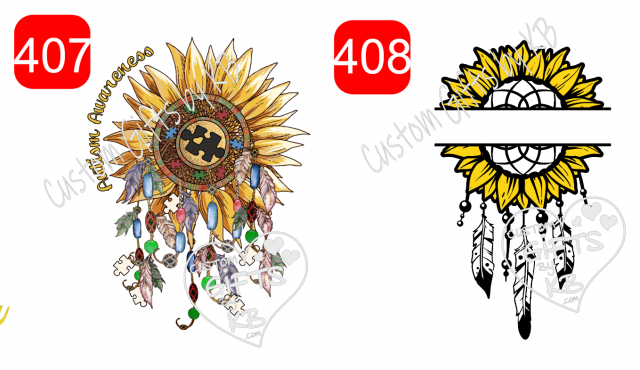 Autsim Awareness Dream Catcher Sunflower ~ Split Name Sunflower Dream Catcher