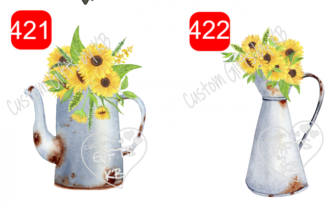 Rustic Pitcher with Sunflowers ~ Liter Rustic Sunflower Pitcher