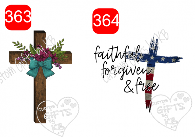 Cross with Flowers Sticker or Water Slide ~ Faithful Forgiven & Free Cross with Flag Sticker or WaterSlide