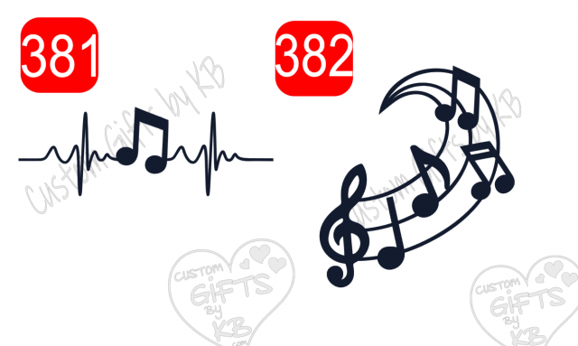 Music Heart Beat Sticker or Water slide ~ Music Tail Sticker