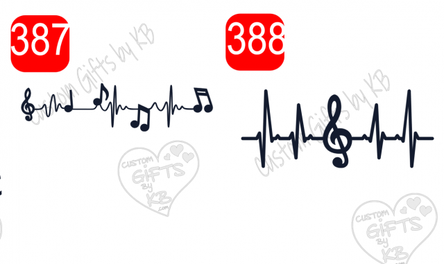 Heart Beat Musical Notes Sticker ~ Music Life Line Water Slide or Sticker