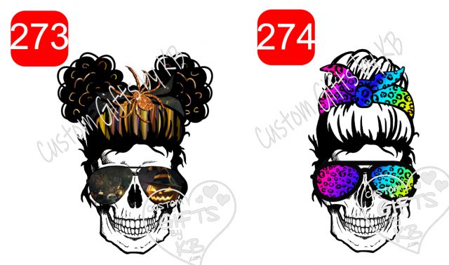 Skull with Pig tails and Spider ~ Tie Dye Skull with Sun Glass