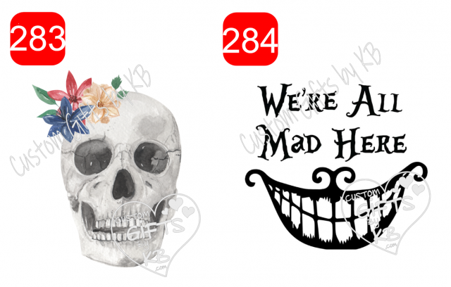 Skull with Flower Hair piece Sticker ~ We're All Mad Here Sticker or Waterslide