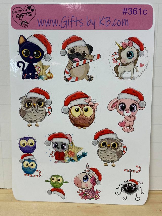 Pink Christmas Planner Sticker ~ Big eye Santa Sticker ~ Yellow Christmas Gnome ~ Red Gnomes Stickers