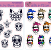 1" - 1'.5" Stickers ~ Love Mobile icons Sticker ~ Sugar Skull Sticker ~ Messy bun Skull ~ Love Notes planner Sticker - Image 6